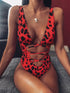 Fashorio Swimwear Rust / S Lace-Up Backless Plunge One-Piece Swimwear