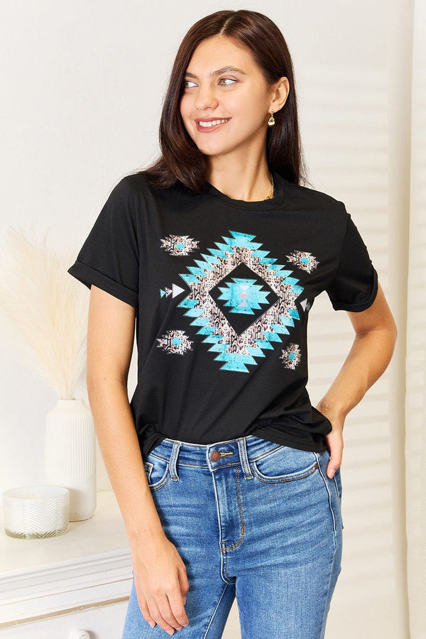 Simply Love Graphic Short Sleeve T-Shirt Black - Fashorio