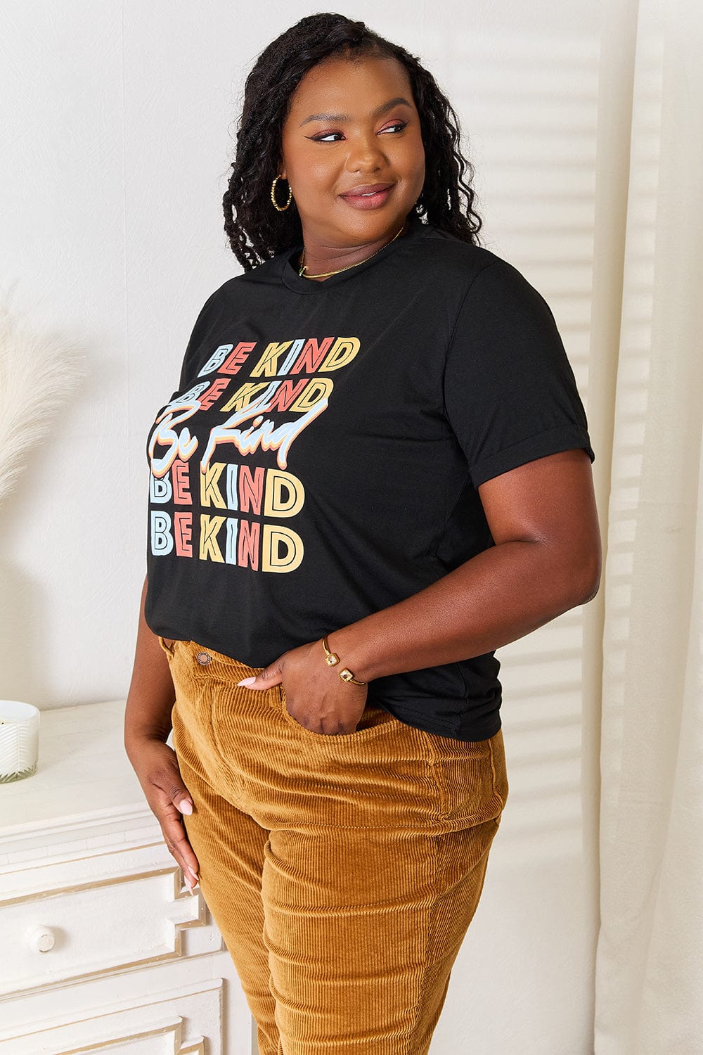 Simply Love BE KIND Graphic Round Neck T-Shirt - Fashorio