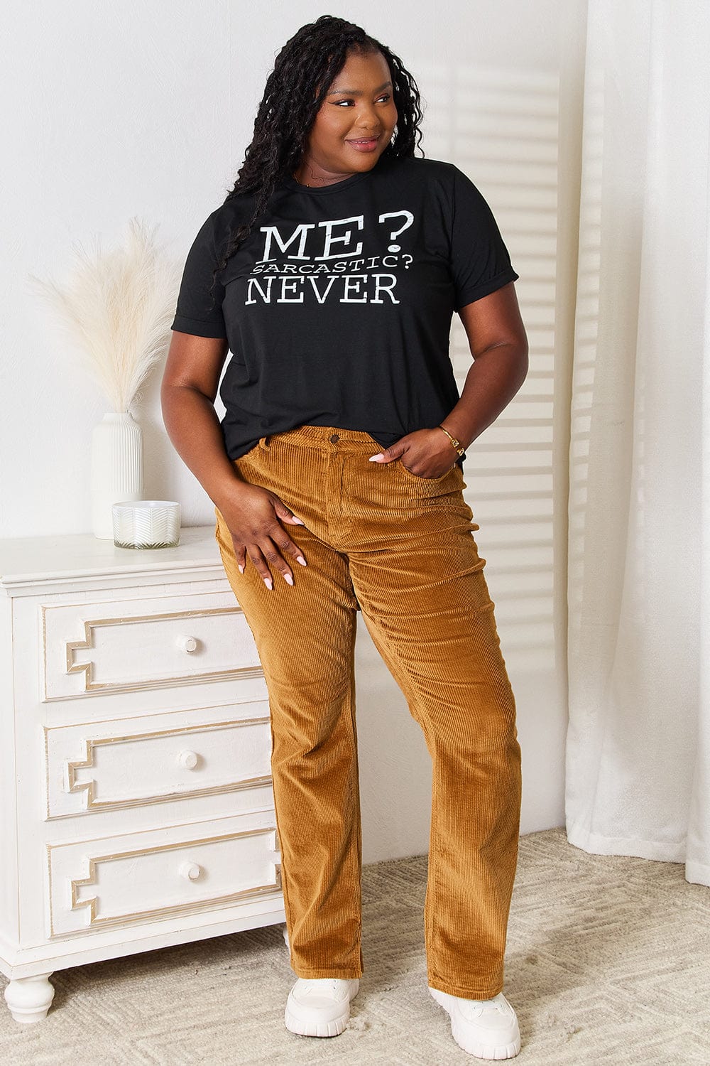 Simply Love Letter Graphic Round Neck T-Shirt - Fashorio