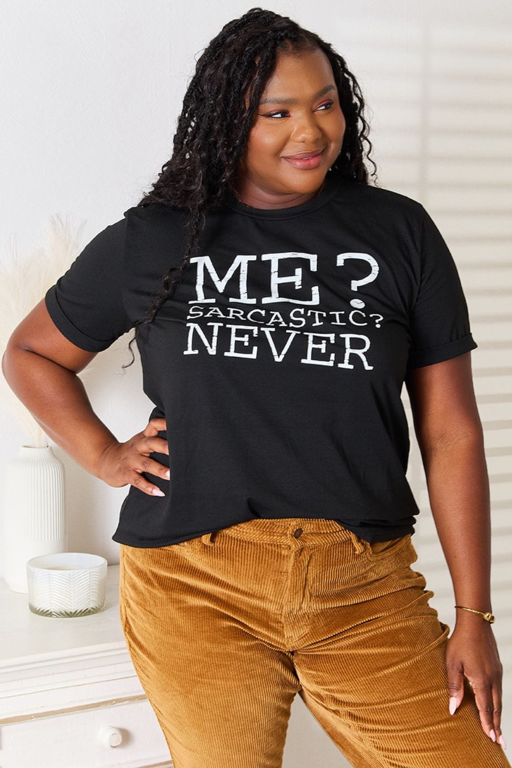 Simply Love Letter Graphic Round Neck T-Shirt - Fashorio