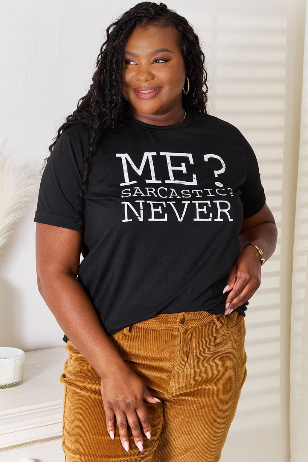 Simply Love Letter Graphic Round Neck T-Shirt - Fashorio
