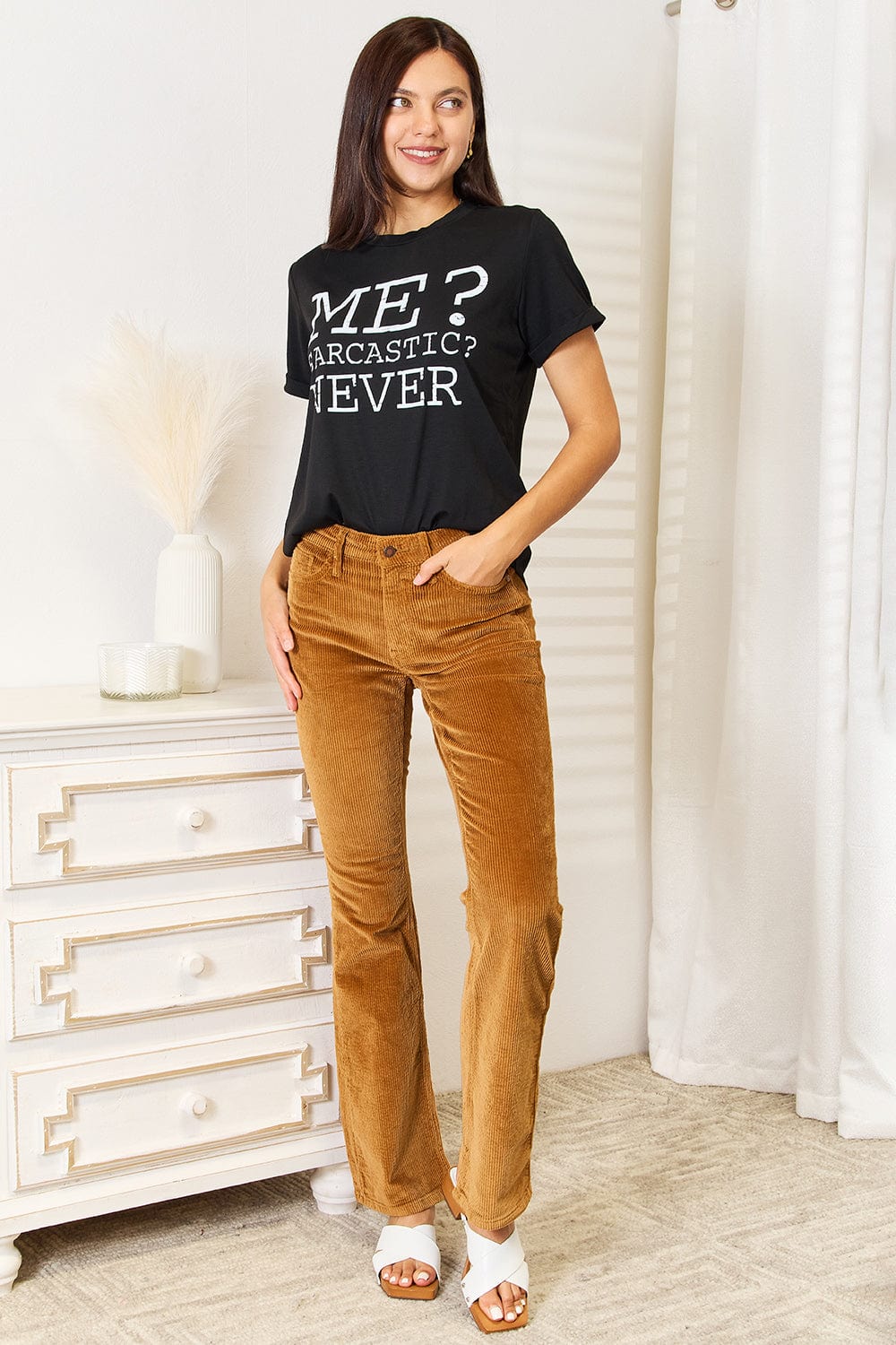 Simply Love Letter Graphic Round Neck T-Shirt - Fashorio