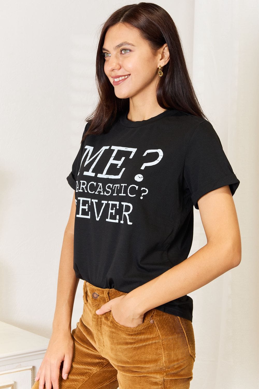 Simply Love Letter Graphic Round Neck T-Shirt - Fashorio