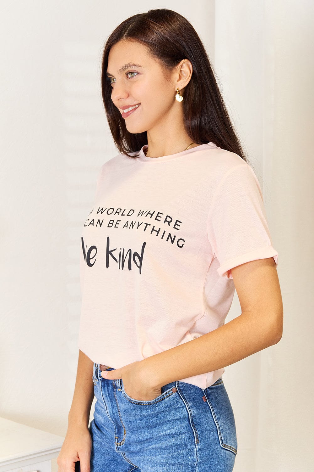 Simply Love Slogan Graphic Cuffed T-Shirt - Fashorio