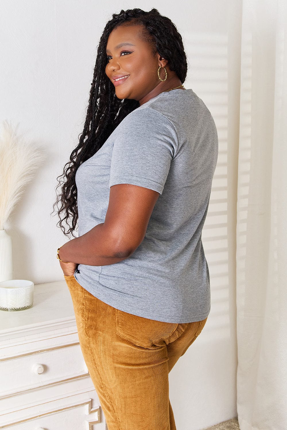 Simply Love US Flag Graphic Cuffed Sleeve T-Shirt - Fashorio