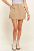 ADORA Drawstring Skort with Pockets Tan - Fashorio