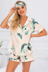 Fashorio Tan / S Printed Button Up Short Sleeve Top and Shorts Lounge Set