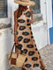 Fashorio Tan / S Slit Leopard Sleeveless Maxi Dress