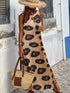 Fashorio Tan / S Slit Leopard Sleeveless Maxi Dress