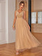 Fashorio Tan / XS Sequin V-Neck Sleeveless Dress