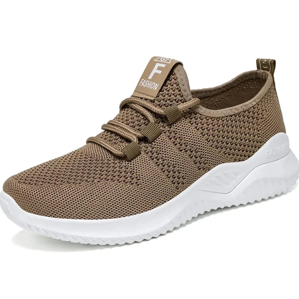 Breathable Mesh Lace Up Athletic Taupe - Fashorio
