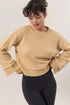 HYFVE Round Neck Dropped Shoulder Ribbed Sweater Taupe - Fashorio