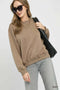 Umgee Cable Texture Pattern Sweatshirt with Ribbed Hem TAUPE - Fashorio