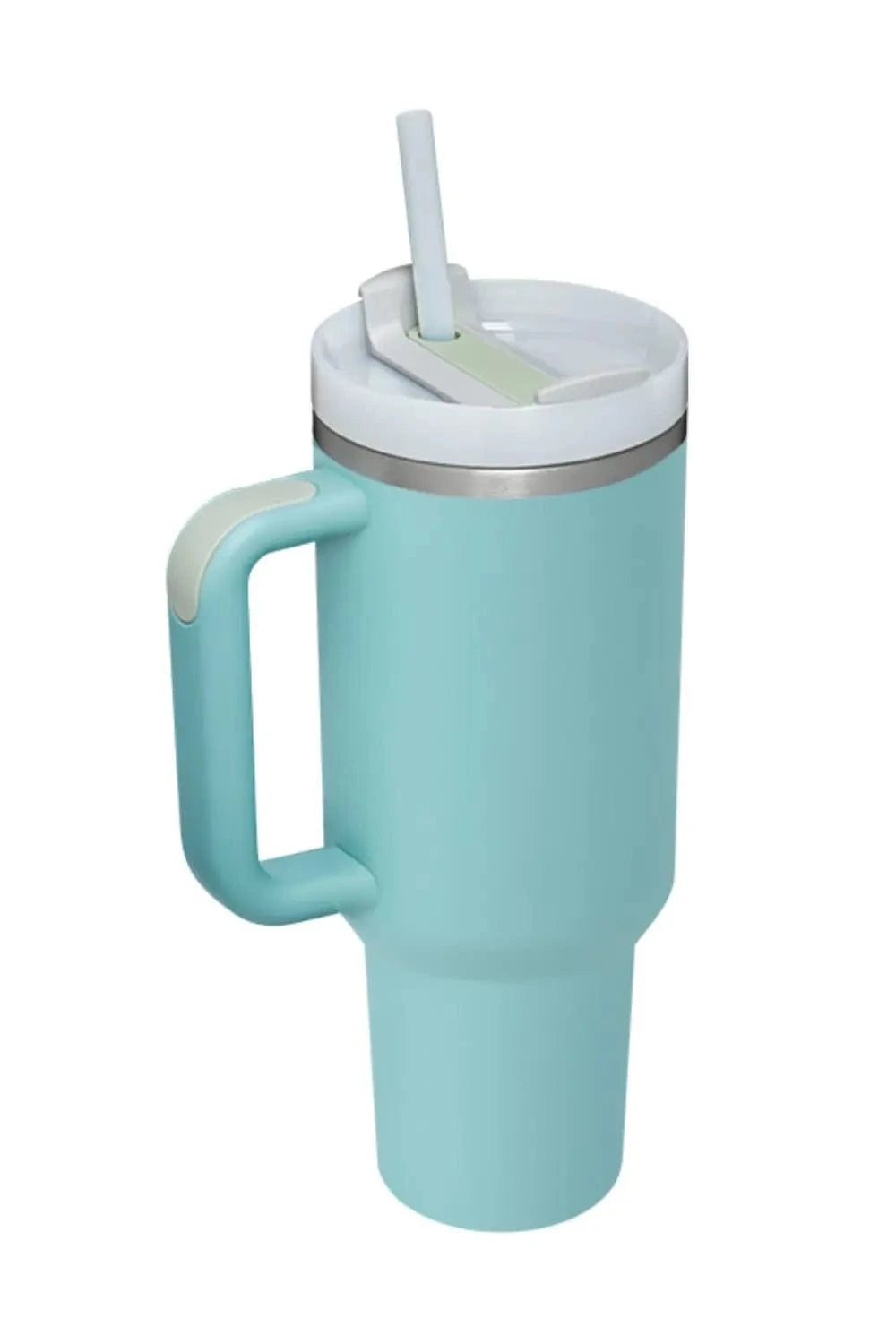 Stainless Steel Tumbler with Upgraded Handle and Straw Teal One Size - Fashorio