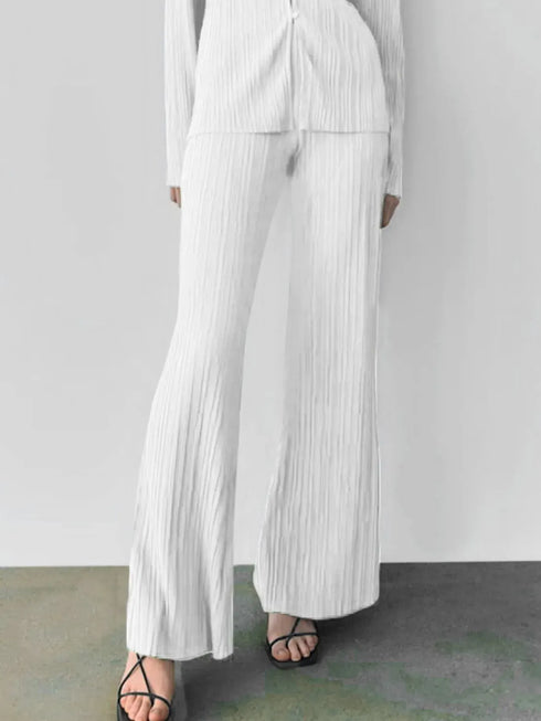 Fashorio Texture Long Sleeve Top and Pants Lounge Set