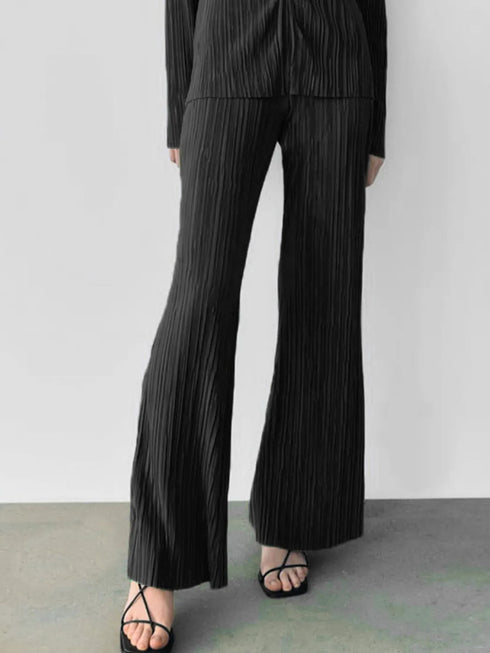 Fashorio Texture Long Sleeve Top and Pants Lounge Set