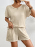 Fashorio Texture Round Neck Top and Shorts Lounge Set