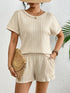 Fashorio Texture Round Neck Top and Shorts Lounge Set