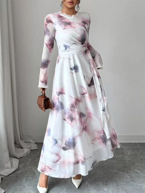 Fashorio Tie-Dye Long Sleeve Maxi Dress