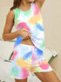 Fashorio Tie-Dye / S Printed Round Neck Top and Shorts Lounge Set
