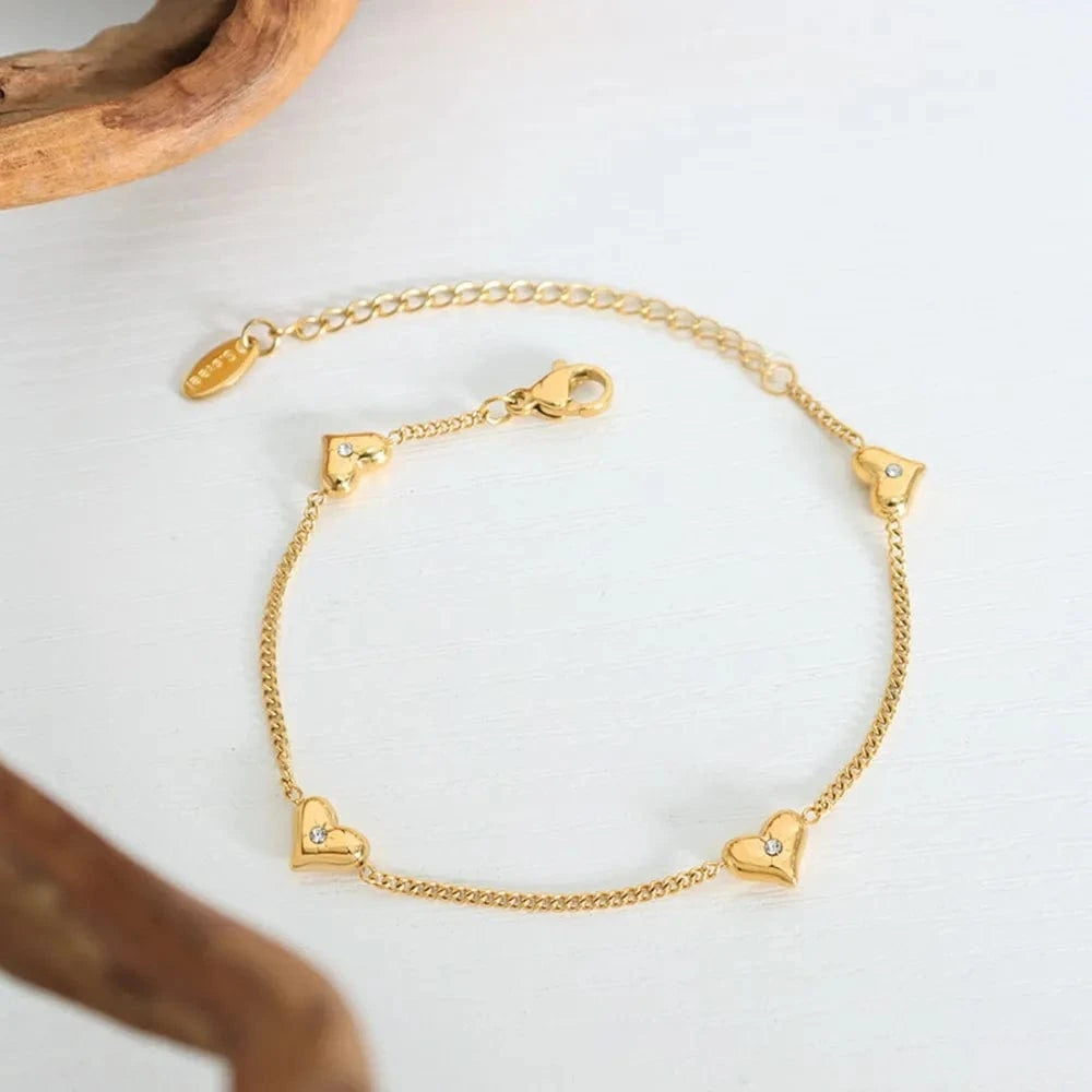 Titanium Steel Zircon Heart Bracelet - Fashorio
