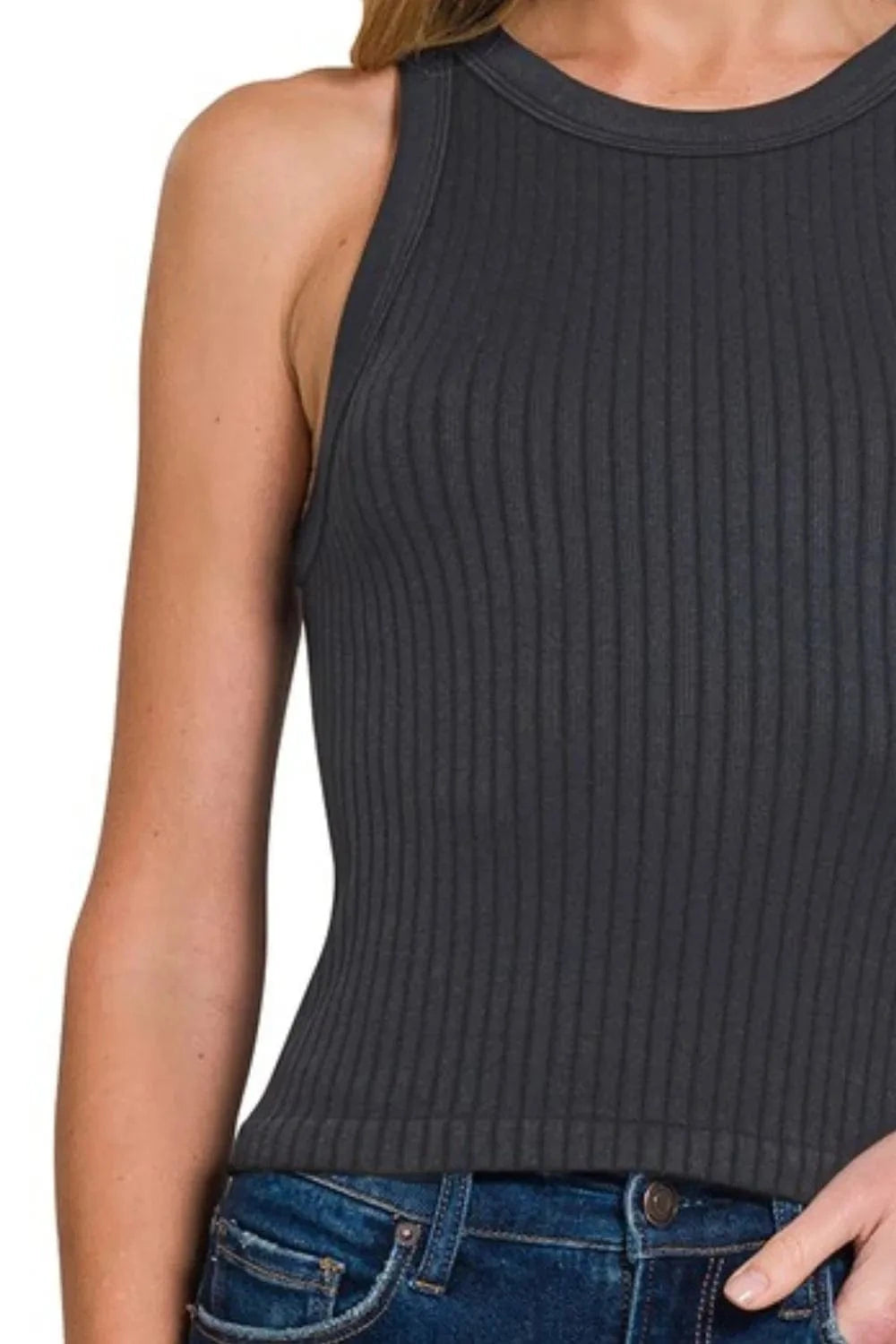 Zenana Seamless Ribbed Crop Tank - Fashorio