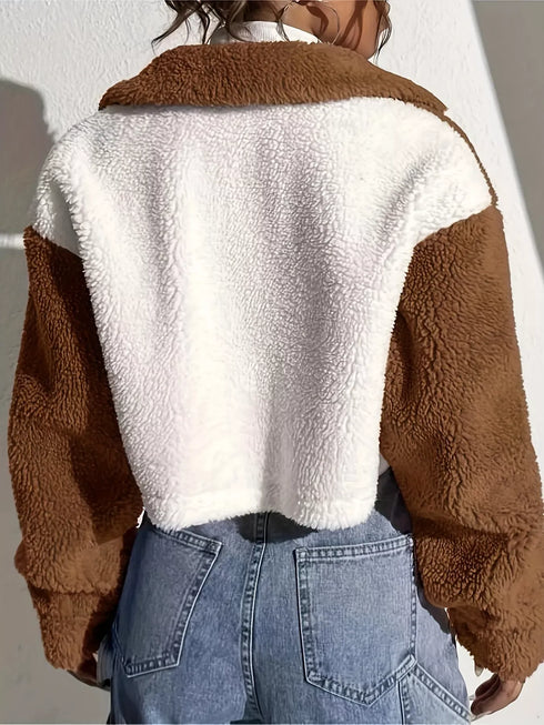Fashorio Two-Tone Plush Cropped Jacket