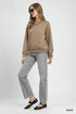 Umgee Cable Texture Pattern Sweatshirt with Ribbed Hem - Fashorio
