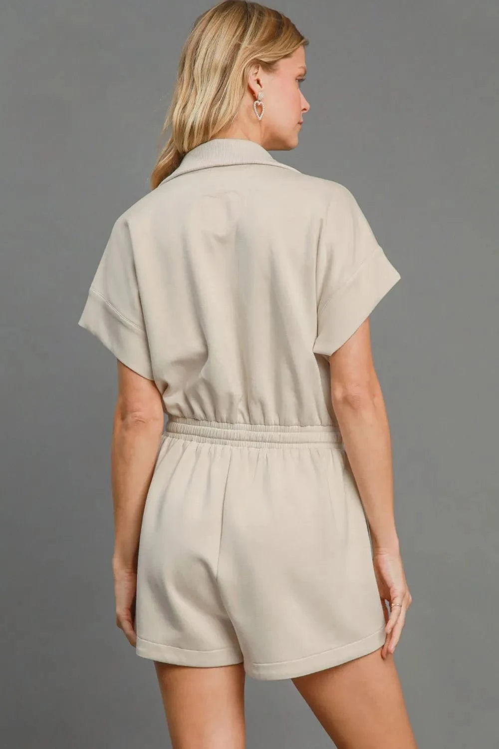 Umgee Full Size Half Sleeve Dolman Sleeved Romper Plus Size - Fashorio
