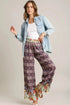 Umgee Full Size Mixed Print Elastic Waistband Pants Plus Size - Fashorio