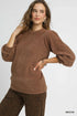 Umgee Textured Long Sleeve Sweater with Ribbed Trim - Fashorio