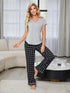 Fashorio V-Neck Short Sleeve Top and Pants Lounge Set