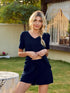 Fashorio V-Neck Short Sleeve Top and Pocketed Shorts Lounge Set