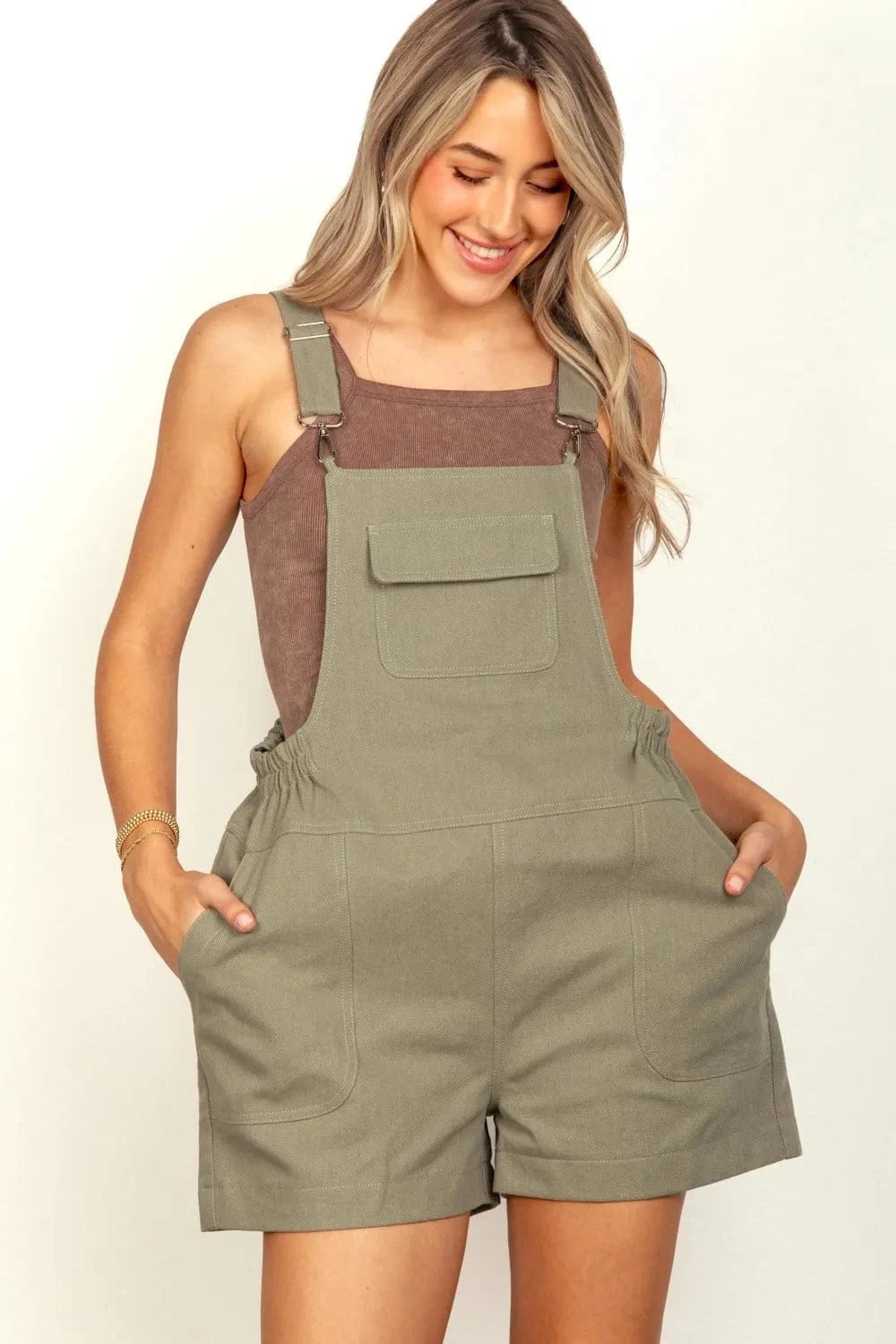 VERY J Adjustable Suspender Overalls with Pockets - Fashorio