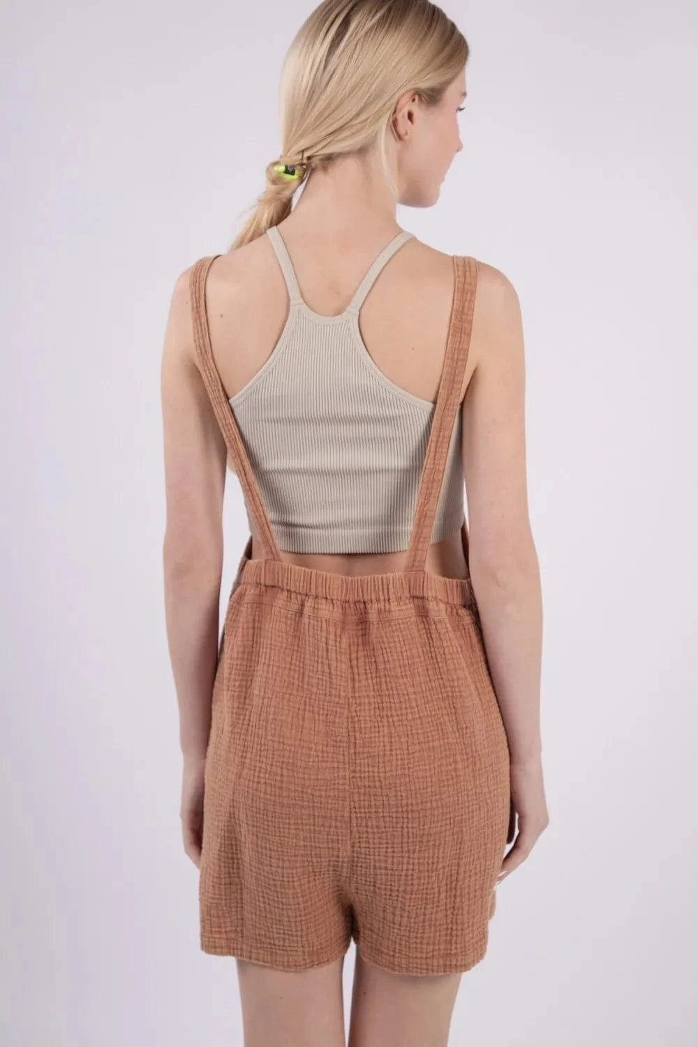 VERY J Sleeveless Double Gauze Overalls with Pockets - Fashorio