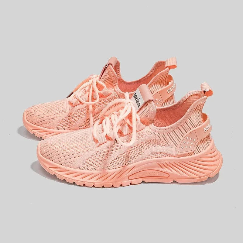 Mesh Lace-Up Platform Athletic Shoes Watermelon pink - Fashorio