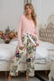 Fashorio Watermelon pink / S Round Neck Top and Printed Pants Lounge Set