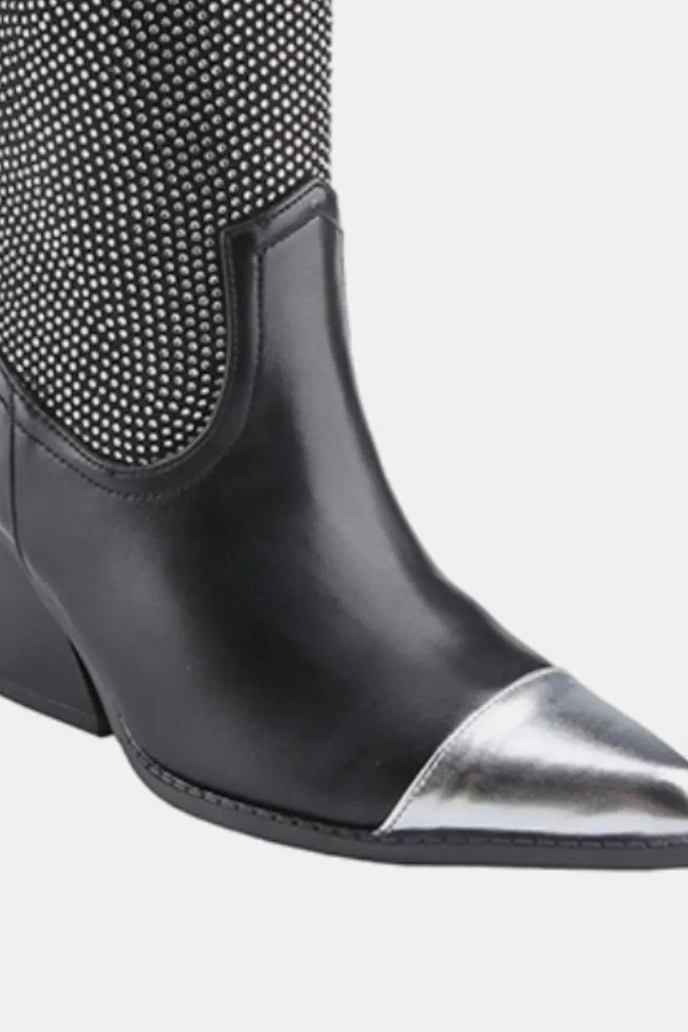 Weeboo Chunky Heel Rhinestone Western Cowboy Boots - Fashorio