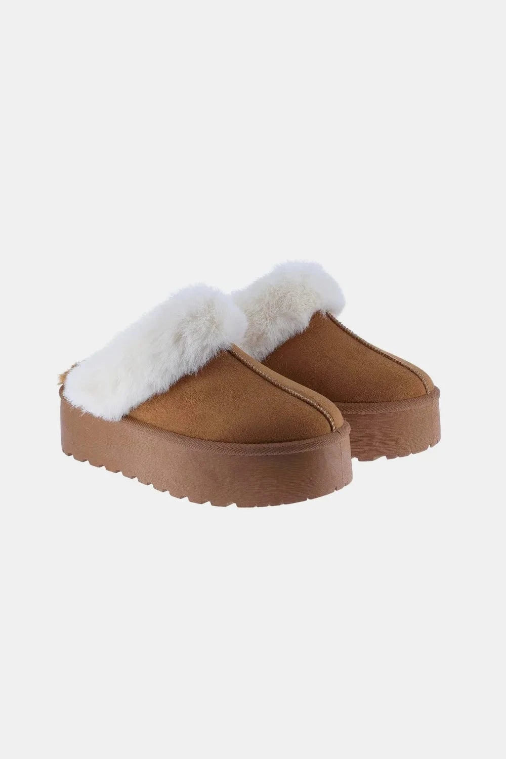 Weeboo Thick Bottom Fur Trim Snow Slippers - Fashorio