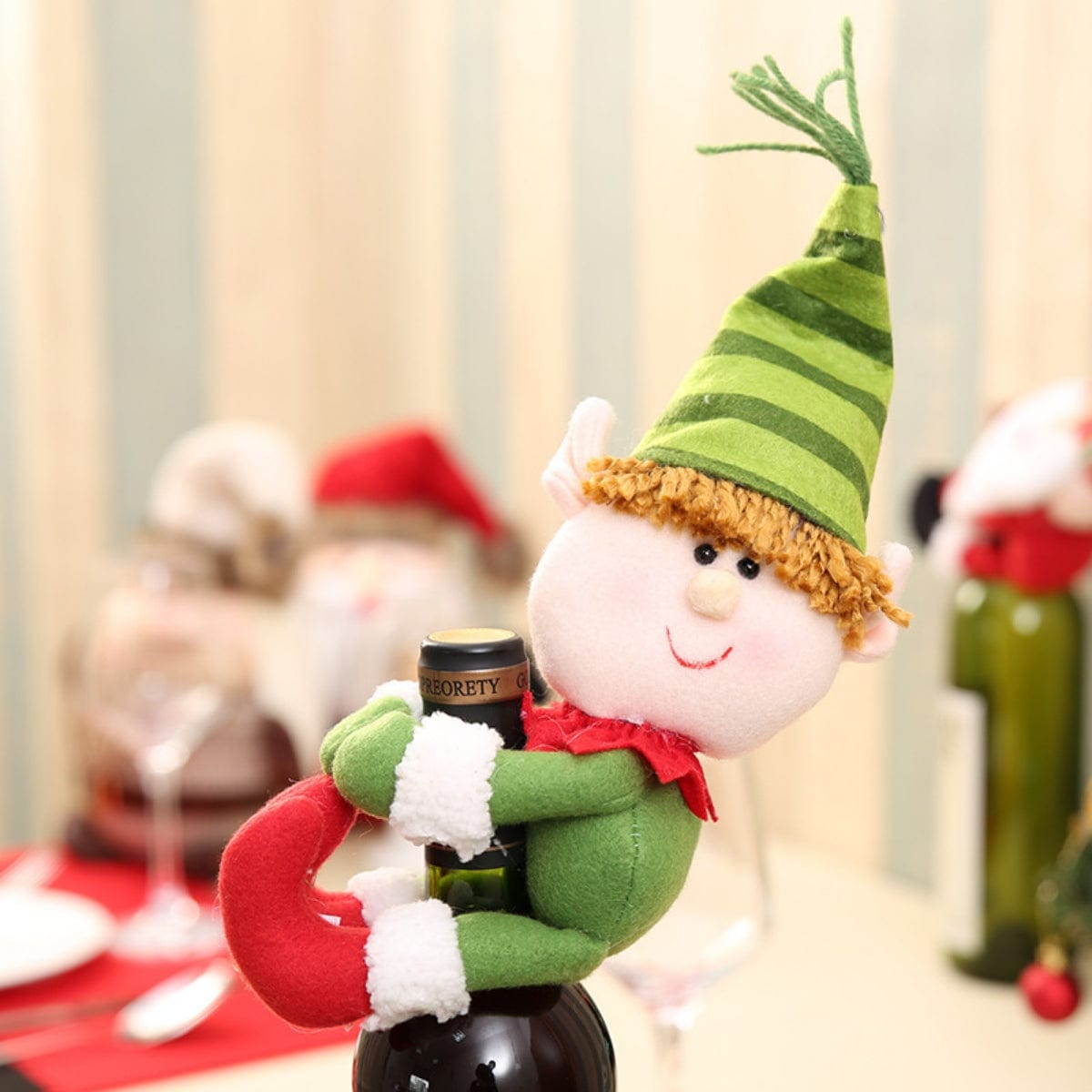 Christmas Gnome Wine Bottle Decoration White One Size - Fashorio