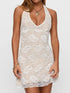 Fashorio White / S Floral Lace Halter Deep V-Neck Bodycon Dress