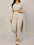 Fashorio White / S Fuzzy Tank Long Sleeve Cardigan and Pants 3-Piece Lounge Set
