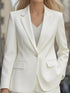 Lapel Collar One Button Blazer White - Fashorio