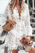 Fashorio White / S V-Neck Lace Cover-Up Dress