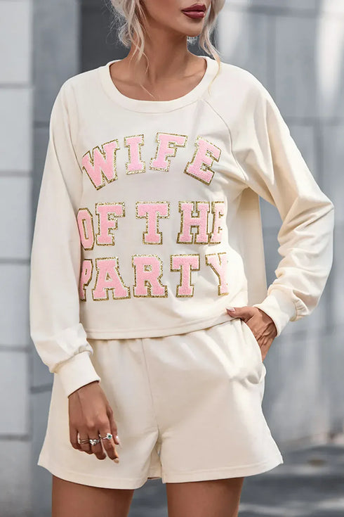 Fashorio White / S WIFE OF THE PARTY Round Neck Top and Shorts Set