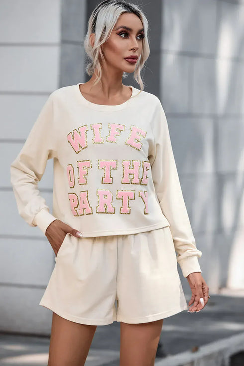 Fashorio WIFE OF THE PARTY Round Neck Top and Shorts Set