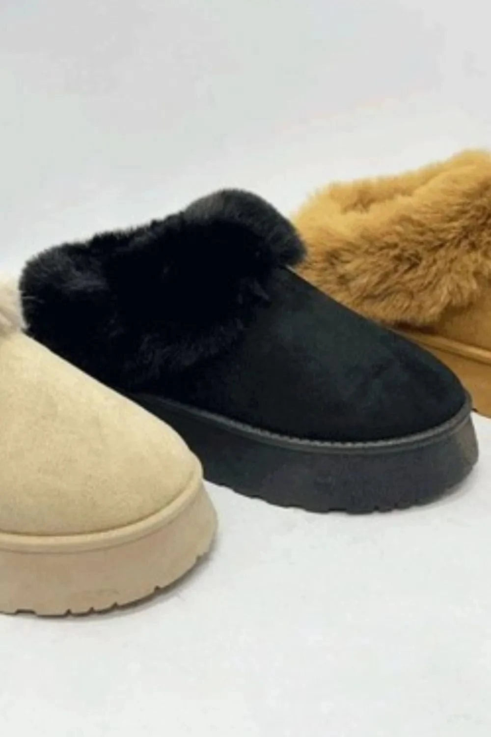WILD DIVA Faux-Fur Platform Slip On Booties - Fashorio
