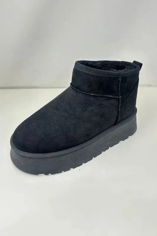 WILD DIVA Suede Round Toe Platform Booties - Fashorio