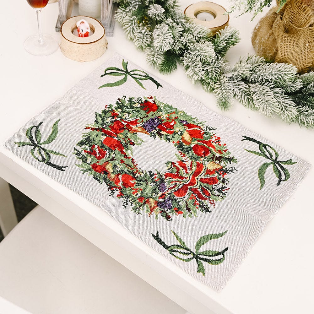 Assorted 2-Piece Christmas Placemats Wreath One Size - Fashorio